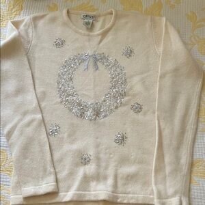 Orvis Ivory Sweater with Silver Embellishments